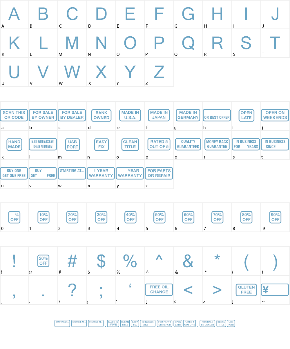 Signs for Advertising Font Character